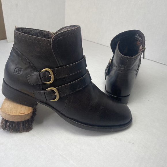 BORN Womens 9.5 M Pirlo Ankle Booties Brown Leather Buckle D76123 Boots - Picture 6 of 15
